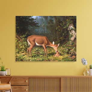Toile Cerf élégant et faon de la forêt, Art animalier vi