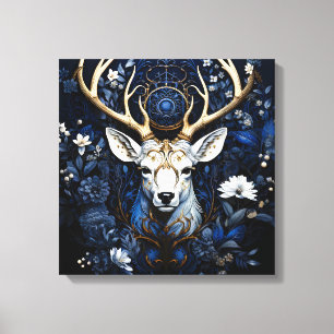 Toile Cerf Floral Céleste de Minuit Gothique