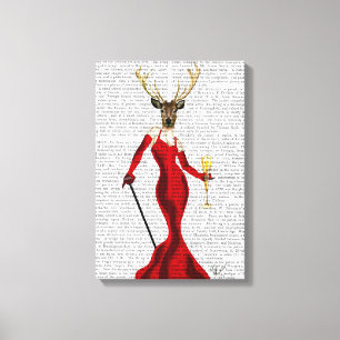 Toile Cerf-glamour en rouge 4