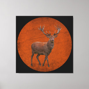 Toile cerf vintage dans une nature orange