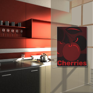Toile Cerises rouges, Décor Mur de cuisine noire