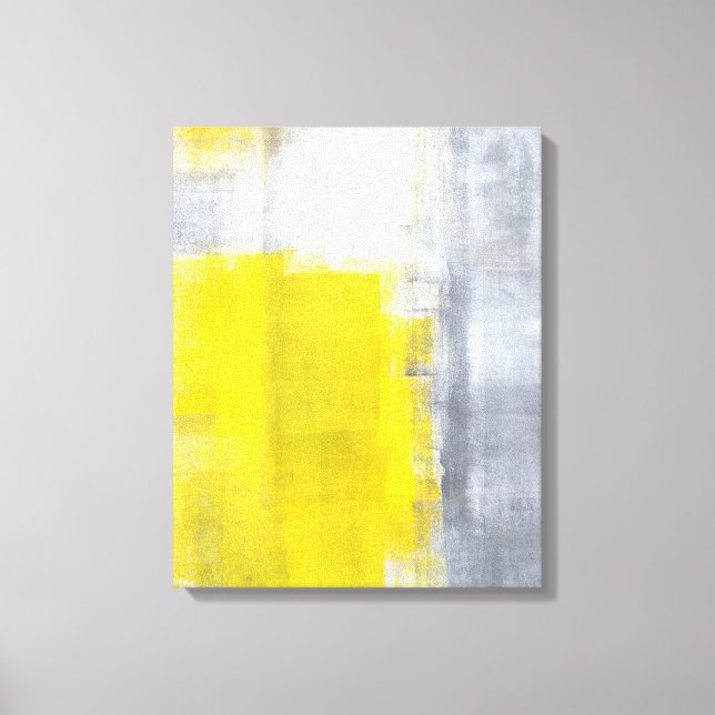 Toile 'C'est ça' Art Abstrait gris et jaune (Recto)