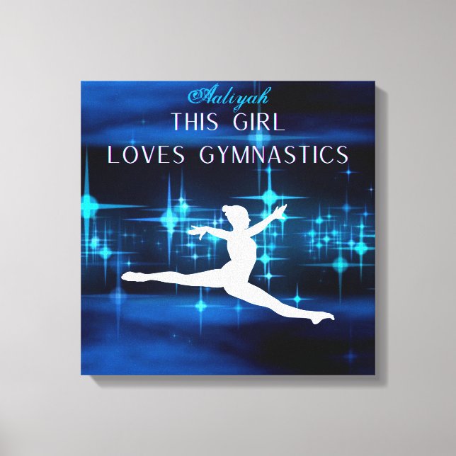 Toile Cette Fille Aime La Gymnastique Noir, Bleu, Blanc (Recto)