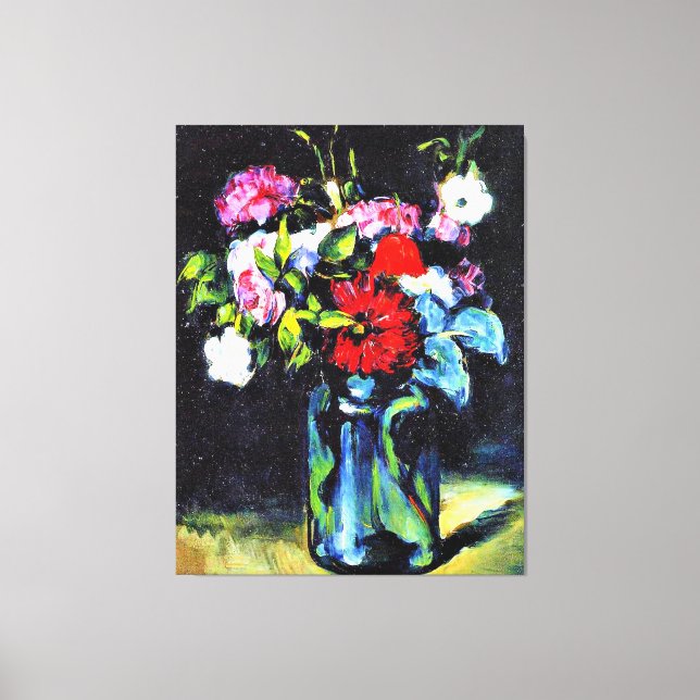 Toile Cezanne - Fleurs dans un Vase, peinture d'art (Recto)