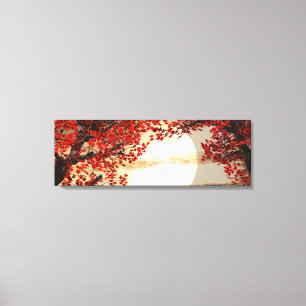 Toile Chaleureuse nuit sous l'arbre rouge - Art numériq