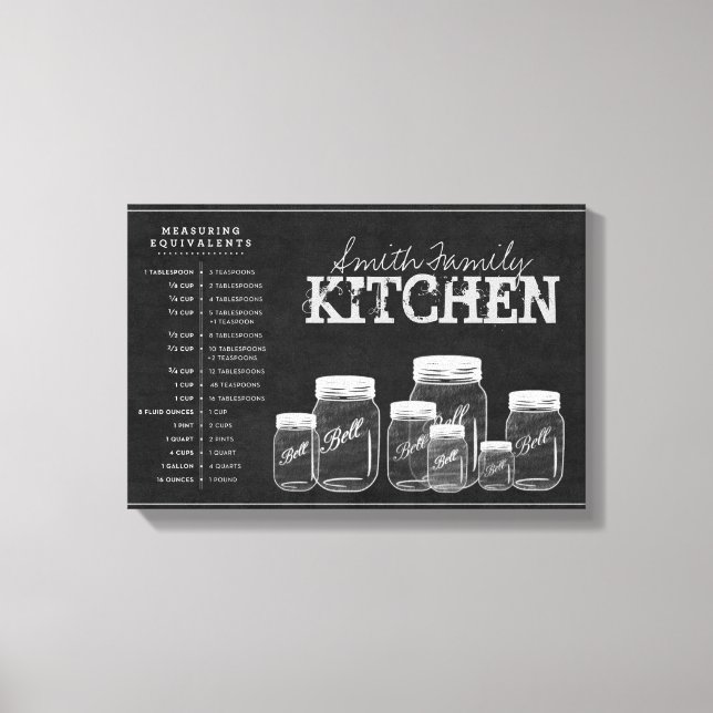 Toile Chalkboard Mason Jars Cuisine Canvas (Recto)