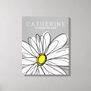 Toile Chambre d'enfant jaune et gris à la marguerite fan