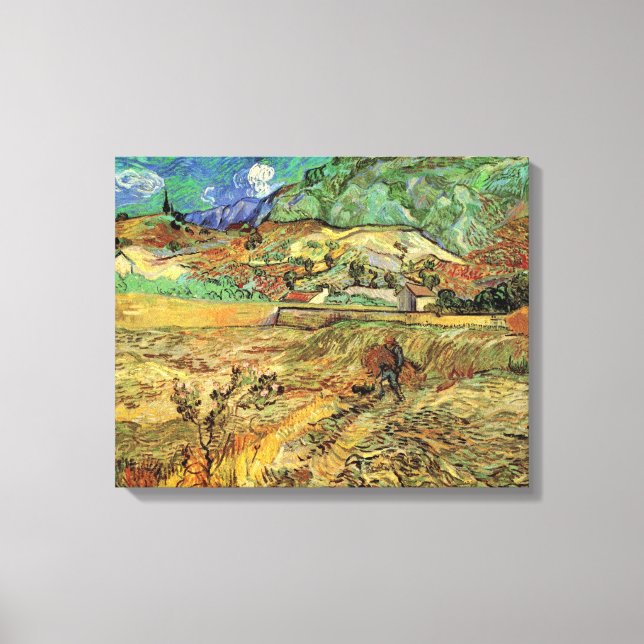 Toile Champ de blé clos avec paysan de Vincent van Gogh (Recto)