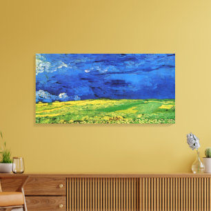 Toile Champ de blé sous un ciel nuageux par Vincent van