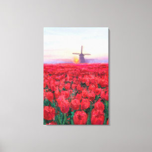 Toile Champ de tulipes - Paysage - Printemps aux Pays-Ba