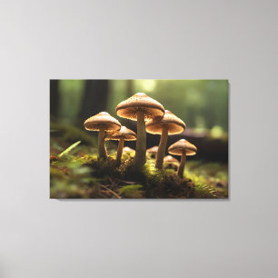 Toile Champignons en pleine forêt