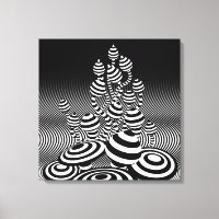 Toile Champignons magiques noirs et blancs 1 m².