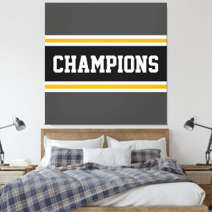 Toile CHAMPIONS Gray Jaune Blancs Blancs
