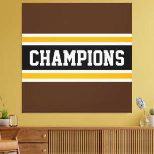 Toile CHAMPIONS Sportif Brown Black Yellow Stripes