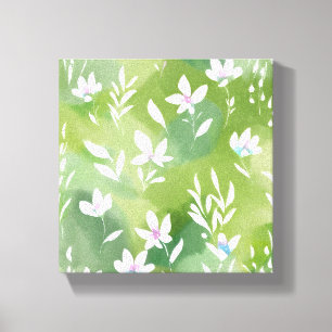 Toile Champs de fleurs blanches   Élégante florale print