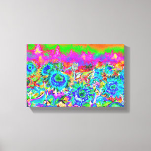 Toile Champs de tournesol - bleu