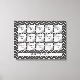 Toile Changeable Grey & White Chevron, 15 Photo Collage