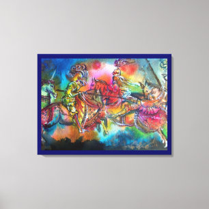 TOILE CHANSON DE ROLAND/ COMBAT DE CHEVALIERS DANS UN TO
