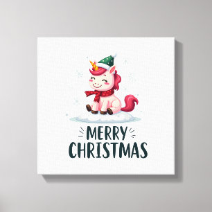 Toile Chapeau de Noël licorne mignonne T-Shi de Noël lic
