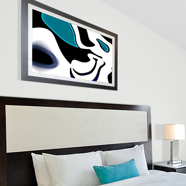 Toile Charge de profondeur : noir, blanc et bleu Abstrai (Créateur téléchargé)