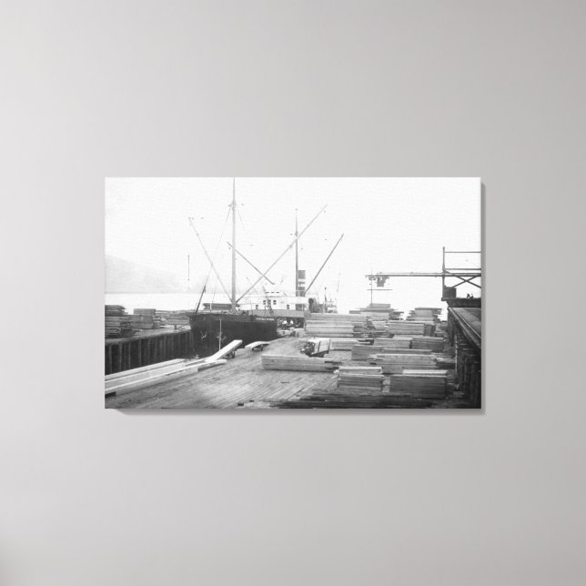 Toile Chargement du bois dans le navire Hubbard général (Recto)