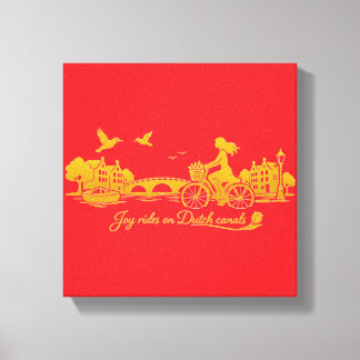 Toile Charme des ponts arqués d'Amsterdam en or