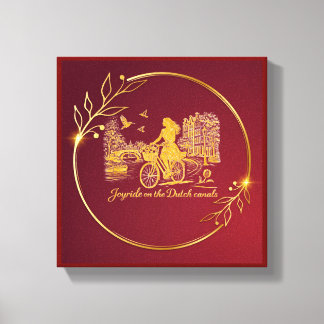 Toile Charme des ponts arqués d'Amsterdam en or