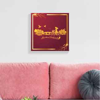 Toile Charme des ponts arqués d'Amsterdam en or