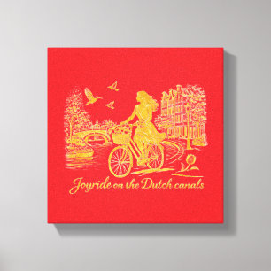 Toile Charme des ponts arqués d'Amsterdam en or