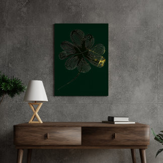 Toile Charme stylisé | Trèfle à quatre feuilles (28 cm x
