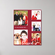 Charming Holiday Famille Photo Collage Monogramme