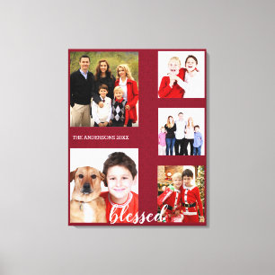 Toile Charming Holiday Famille Photo Collage Monogramme