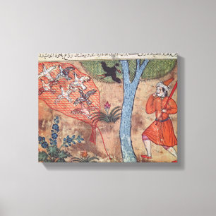 Toile Chasse aux oiseaux, du livre de Kalila et