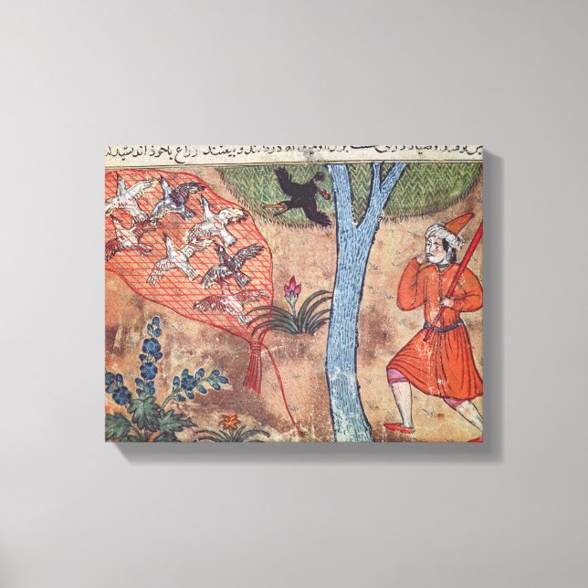 Toile Chasse aux oiseaux, du livre de Kalila et (Recto)