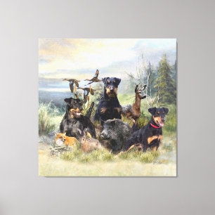 Toile Chasse avec Jagdterriers, Art