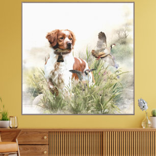 Toile Chasse avec un chien breton, Art