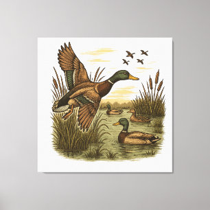 Toile Chasse-Rétro-Vol-Caner-Colvert