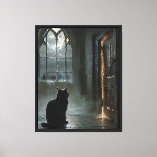 Toile Chat à la fenêtre gothique