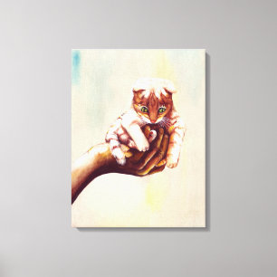 TOILE CHAT À LA MAIN