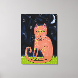 Toile Chat au clair de lune peinture Abstraite