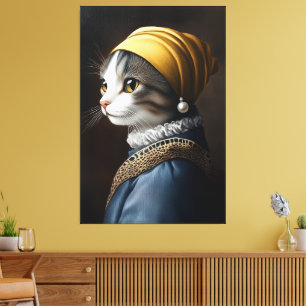 Toile Chat avec oreille perle