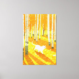 Toile Chat blanc dans la forêt d'Aspen Illustration Art