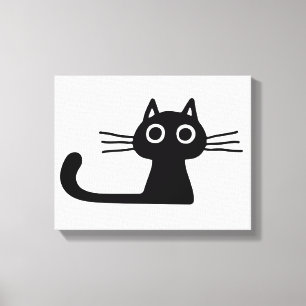 Toile Chat chaton noir et blanc Quirty Art animal noir