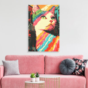 Toile Chat coloré - Art Abstrait gras