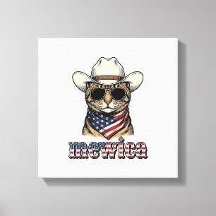 Toile Chat cowboy patriotique Mewica conception vectorie