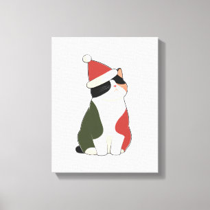 Toile Chat dans un chapeau de Père Noël – Illustration d