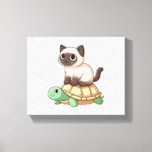 Toile Chat de Siamese promenade tortue
