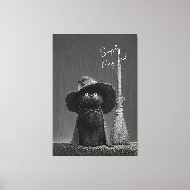 Toile Chat de sorcière simplement magique (Recto)