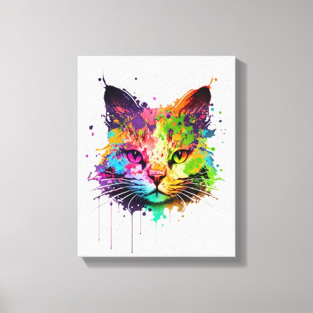 Toile Chat d'encre de néon mignon (Recto)