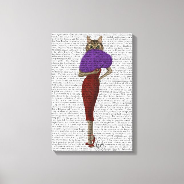 Toile Chat En Robe Rouge (Recto)